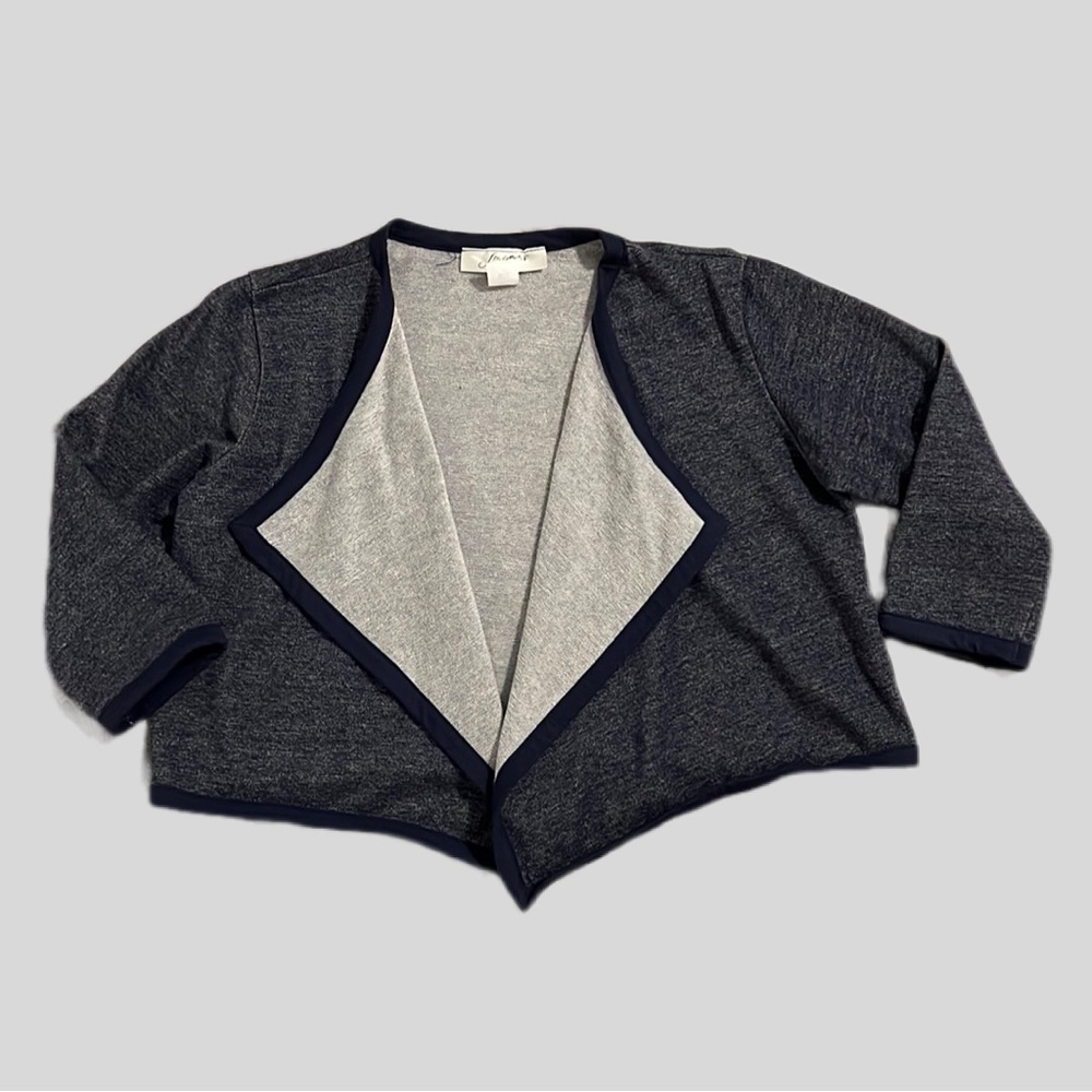 NWOT Forgiveness Open Front Knit Waterfall Sweater Cardigan Sz Medium Navy Blue